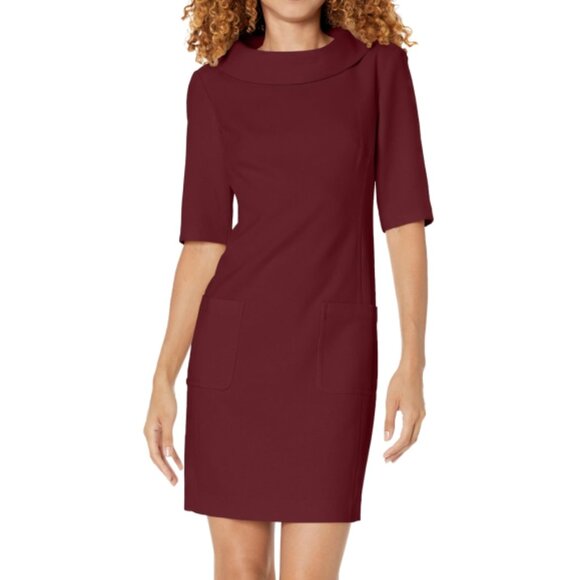 Trina Turk 'Maleko' Folded Boatneck Shift Dress, Bryant Park Bordeaux